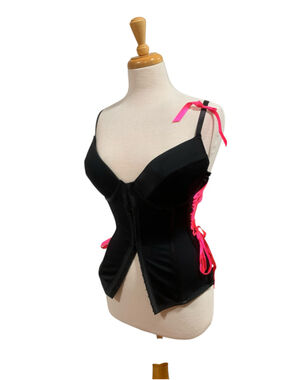 Women's Morbid Threads Corset Shapewear Black Pink Size 36D